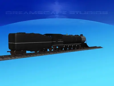 RR 2-8-4 Steam Locomotive 3D model