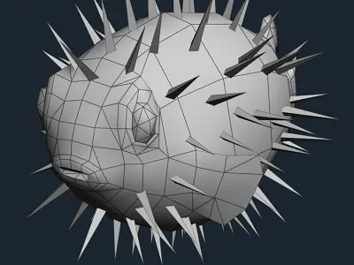 3DRT - Sealife -  Puffer fish Low-poly 3D model