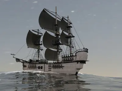 Old Ship Low-poly 3D model