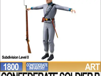 Civil War Confederate Soldier B Infantry 3D model