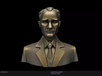 Low Poly Bronze Statue Ataturk Low-poly 3D model