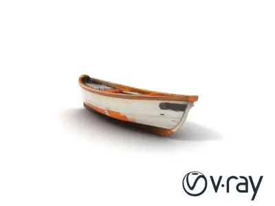 Weathered Rowboat with Cracked Hull and Oars model pack Low-poly 3D model
