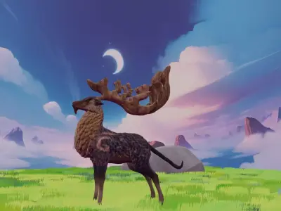 Stylized deer Game ready Low-poly 3D model