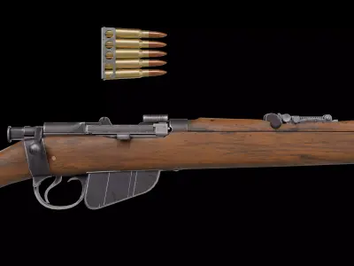 Short Magazine Lee-Enfield SMLE MkI rifle Low-poly 3D model