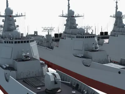 Chinese Navy Type 052DL 052D and 052C Destroyer 3D model