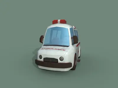 Ambulance cartoon Low-poly 3D model