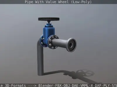 Pipe With Valve Wheel Low-Poly Low-poly 3D model