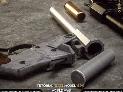 Flare Gun Hebel Model 1894 World War Low-poly 3D model