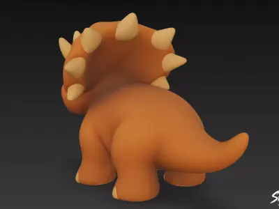 Cartoon Plush Pentaceratops Low-poly 3D model