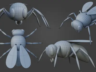 Honey Bee 3D Cartoon Animal Low-poly 3D model