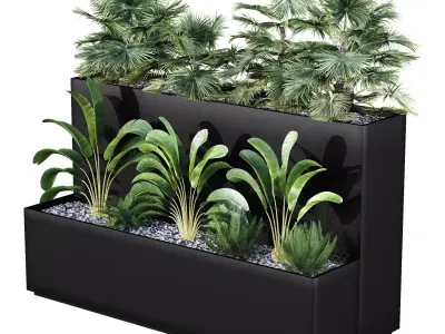 HQ Tree and bush garden box outdoor VOL 11 Free 3D model