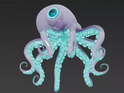 Cartoon Cyberpunk Octopus Low-poly 3D model