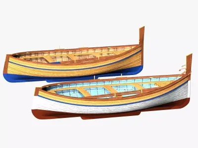 Fishing Rowing Boat - Spanish Low-poly 3D model