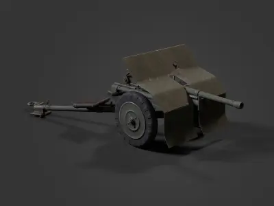 Bofors 37mm Low-poly 3D model