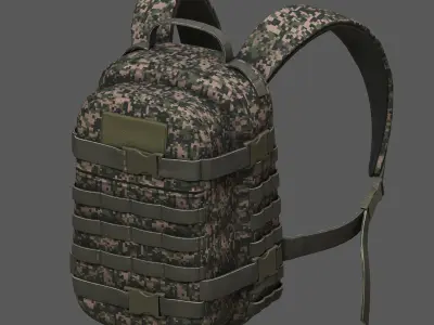 Backpack Camping military combat soldier armor Low-poly 3D model