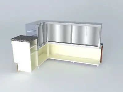 Kit food counter with glass shelves Free 3D model