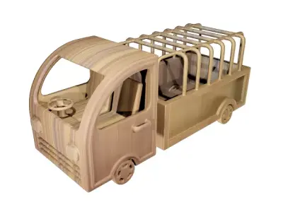 Wooden Truck Toy Low-poly 3D model