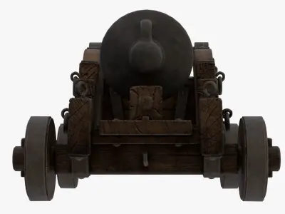 Realistic Medieval Cannon Low-poly 3D model