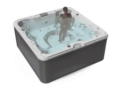 Romantic Bathtub with a Female and Passion Flowers 3D model
