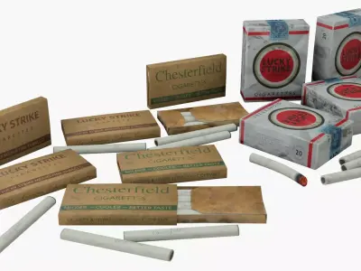 US Cigarettes WWII Low-poly 3D model
