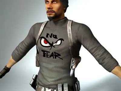 The Dude man in camouflage clothing Low-poly 3D model