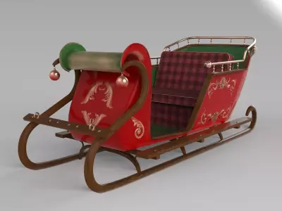 Santas Sleigh Low-poly 3D model