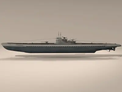 Type IX U-boat submarine 3D model