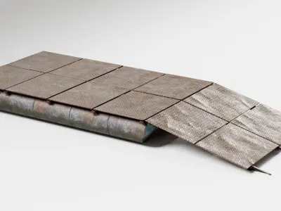 Old metal army floating bridge pontoons da1 Low-poly 3D model