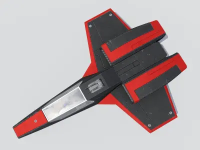 Sci-Fi Space Fighter Jet with Interior Cockpit Low-poly 3D model