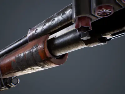 Apocalyptic Shotgun Low-poly 3D model