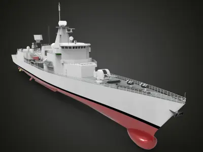 Frigate Ship Low-poly 3D model