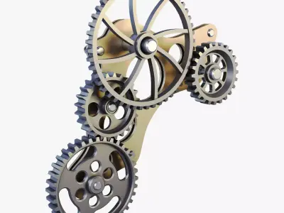 Gear Mechanism Low Poly v 4 Low-poly 3D model