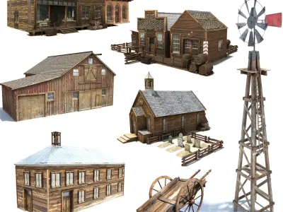 Wild West Pack Low-poly 3D model
