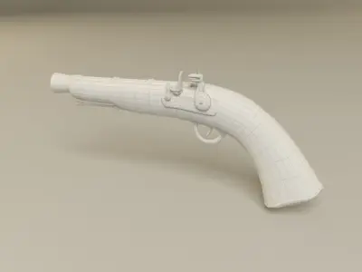 Pirate flintlock gun Low-poly 3D model