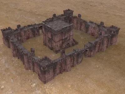 Fortress Keep Construction Set Low-poly 3D model