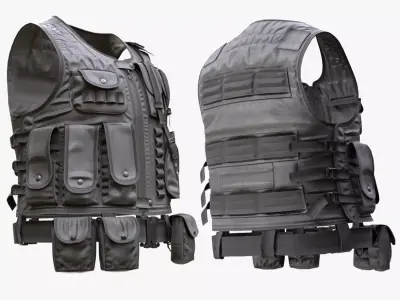 Military Vest 11 - All MH Bodies - UE5 Skeletons - Rigged Low-poly 3D model