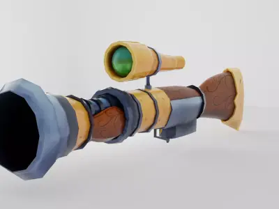 Stylized Handpainted Low Poly BlunderBuss Model Low-poly 3D model