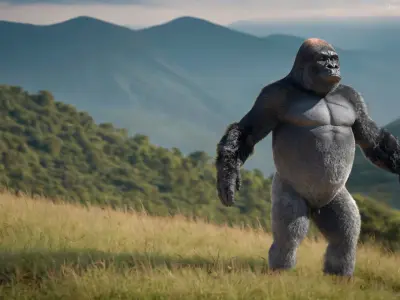 Roaring Gorilla Fur Animated Rigged 3D model