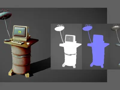 Old Computer Stylized  Low-poly 3D model