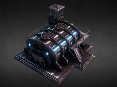 Sci-Fi Barracks Low-poly 3D model