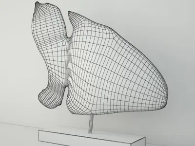 Deco Teak Fish Sculpture on Stand 3D model