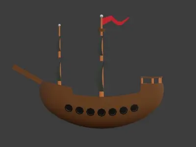 Low Poly Pirate Ship Low-poly 3D model