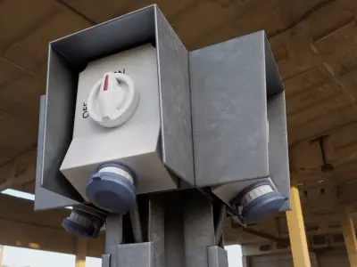 Industrial Socket with Switch Remastered Low-poly 3D model