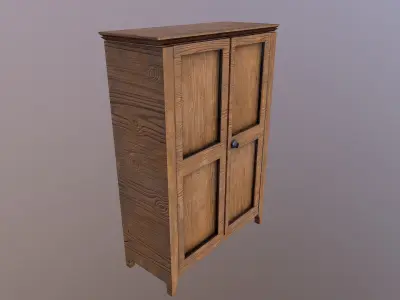 Low Poly Old Wardrobe  Free low-poly 3D model