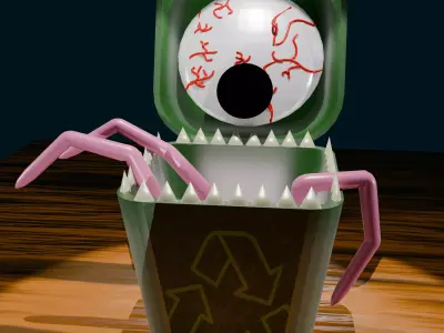 TrashCan Monster Low-poly 3D model