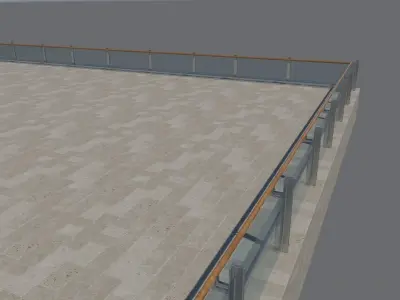 Wood and Glass Railing 3D model