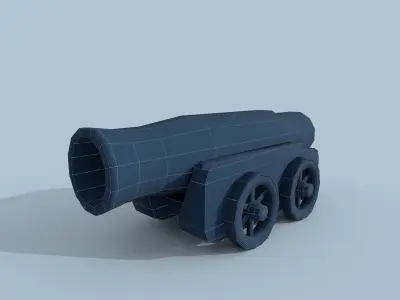 Stylized Naval Cannon Low-poly 3D model