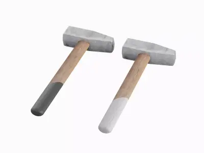 Wooden Industrial Hammer Set Low-poly 3D model