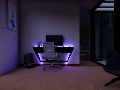 Floating Metal Desk Free 3D model
