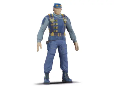 Man Soldier - Rebel Male Person - Military Cloth - Security 3D model